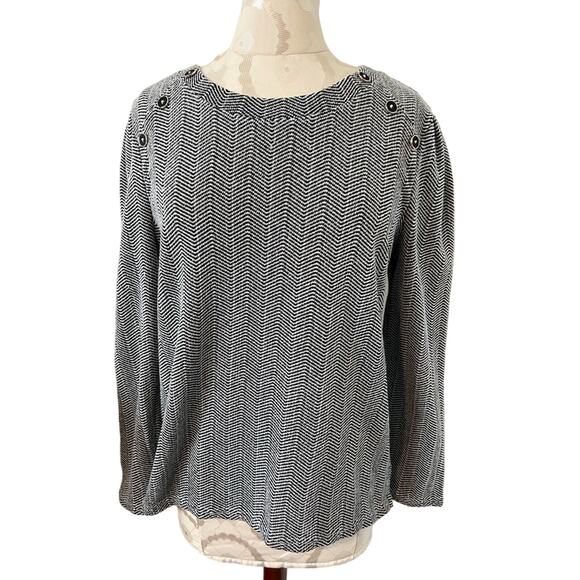 Liz Claiborne Long Sleeve Black & White Sweater Medium - Picture 1 of 5